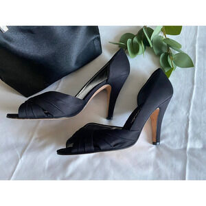 Peep Toe Heels Black Satin by Nina Size 7 EUC